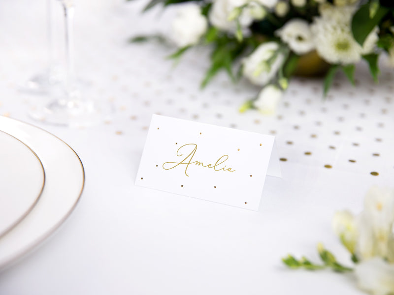 Segnaposto con puntini oro 9,5x5,5cm 10pz