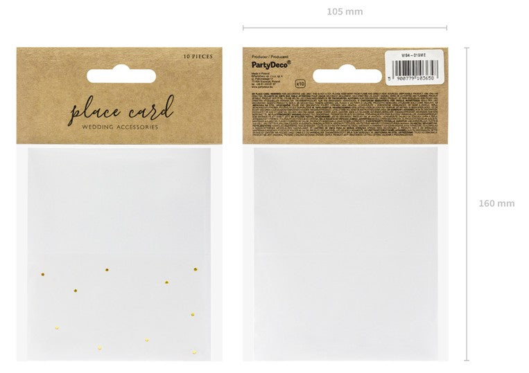 Segnaposto con puntini oro 9,5x5,5cm 10pz