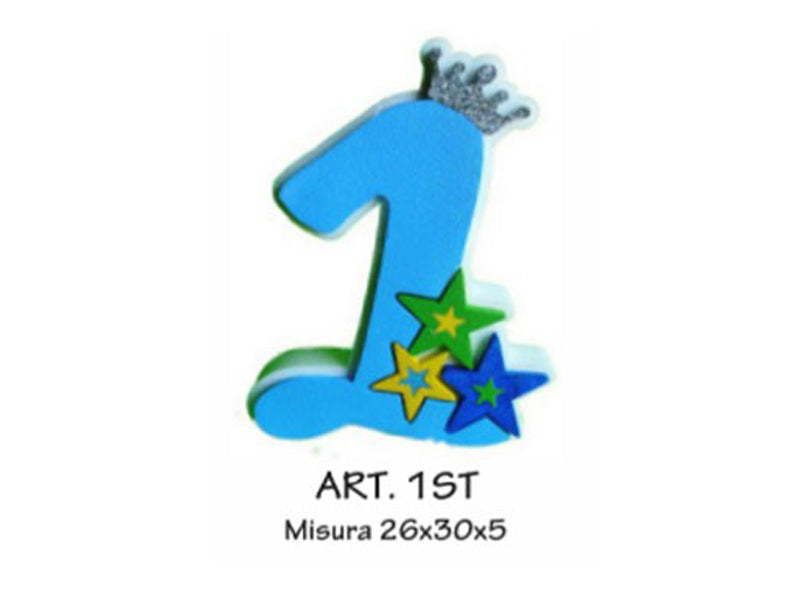 numero 1 con stelline azzurro h. 30cm