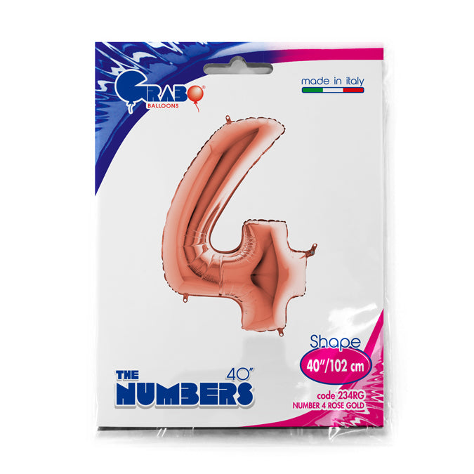 numero 4 foil 100cm/40inch rosa gold