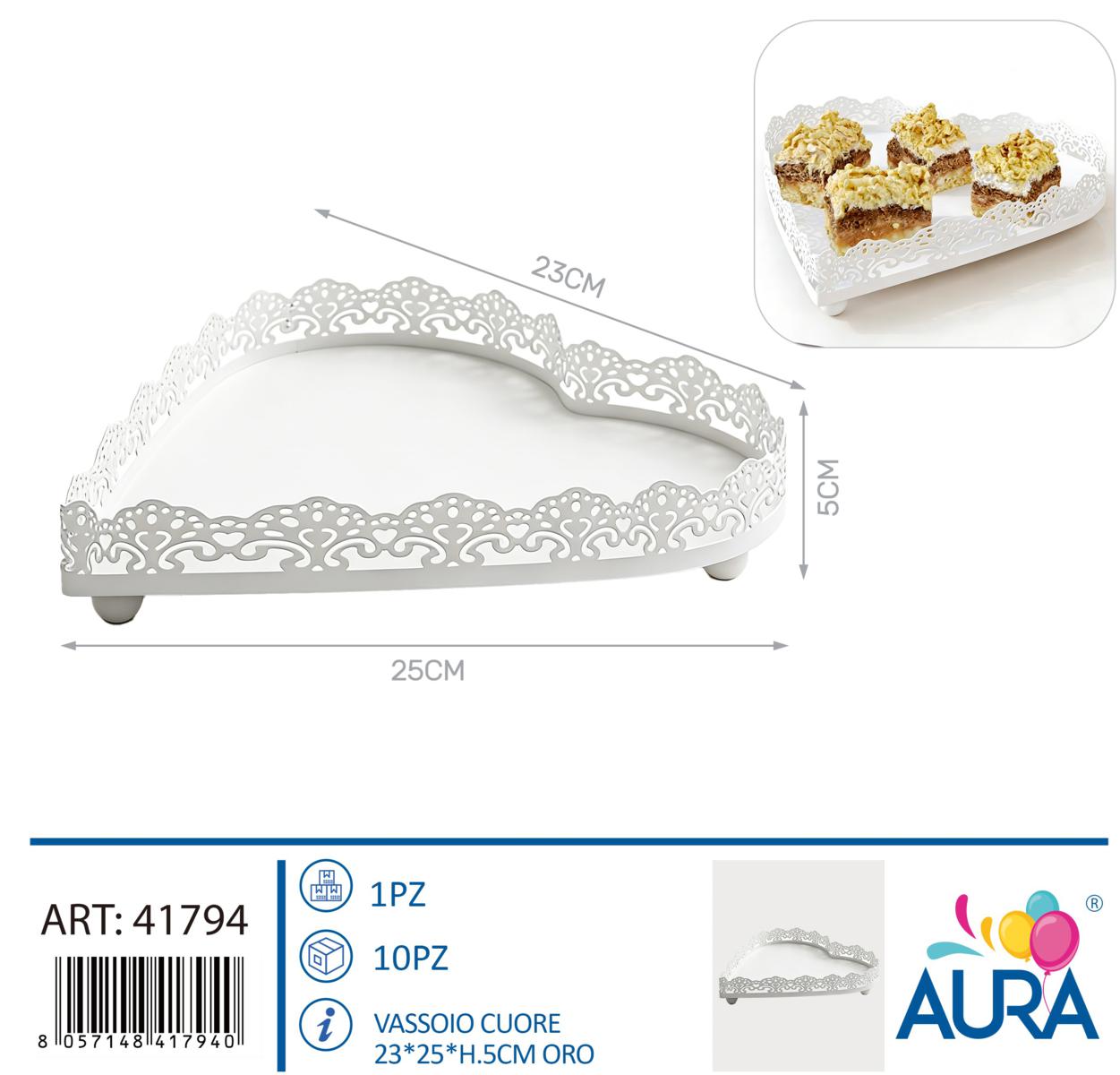 Vassoio cuore 23x2x5cm bianco