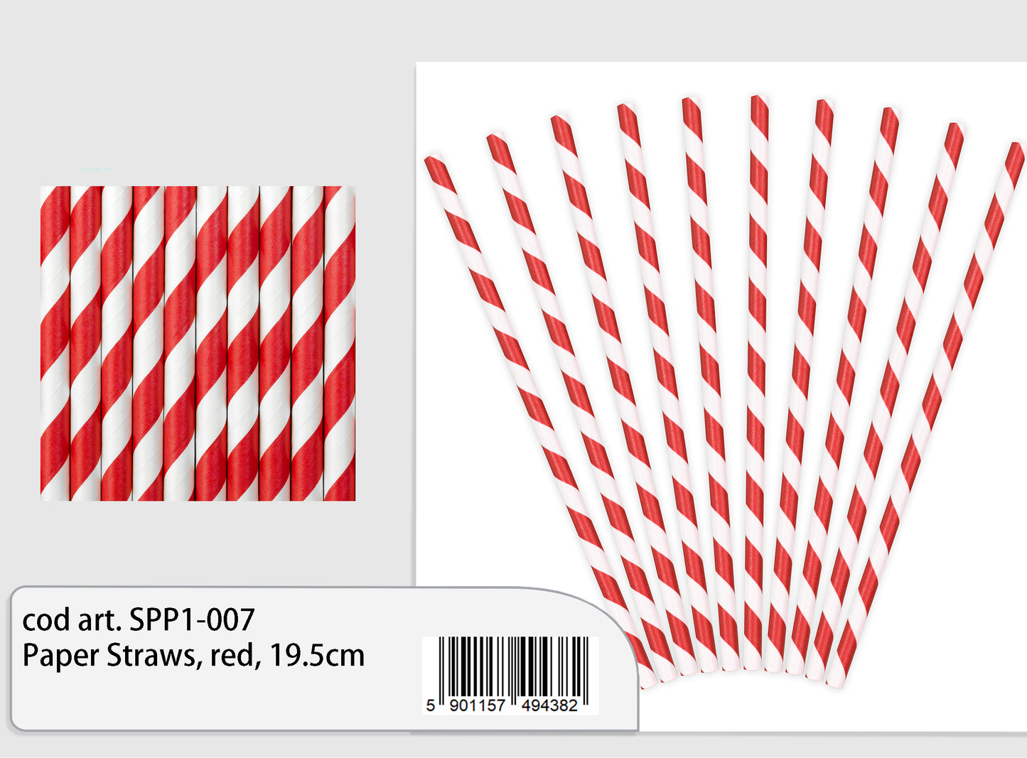 Cannucce rosse strisce bianche 19,5cm 10pz
