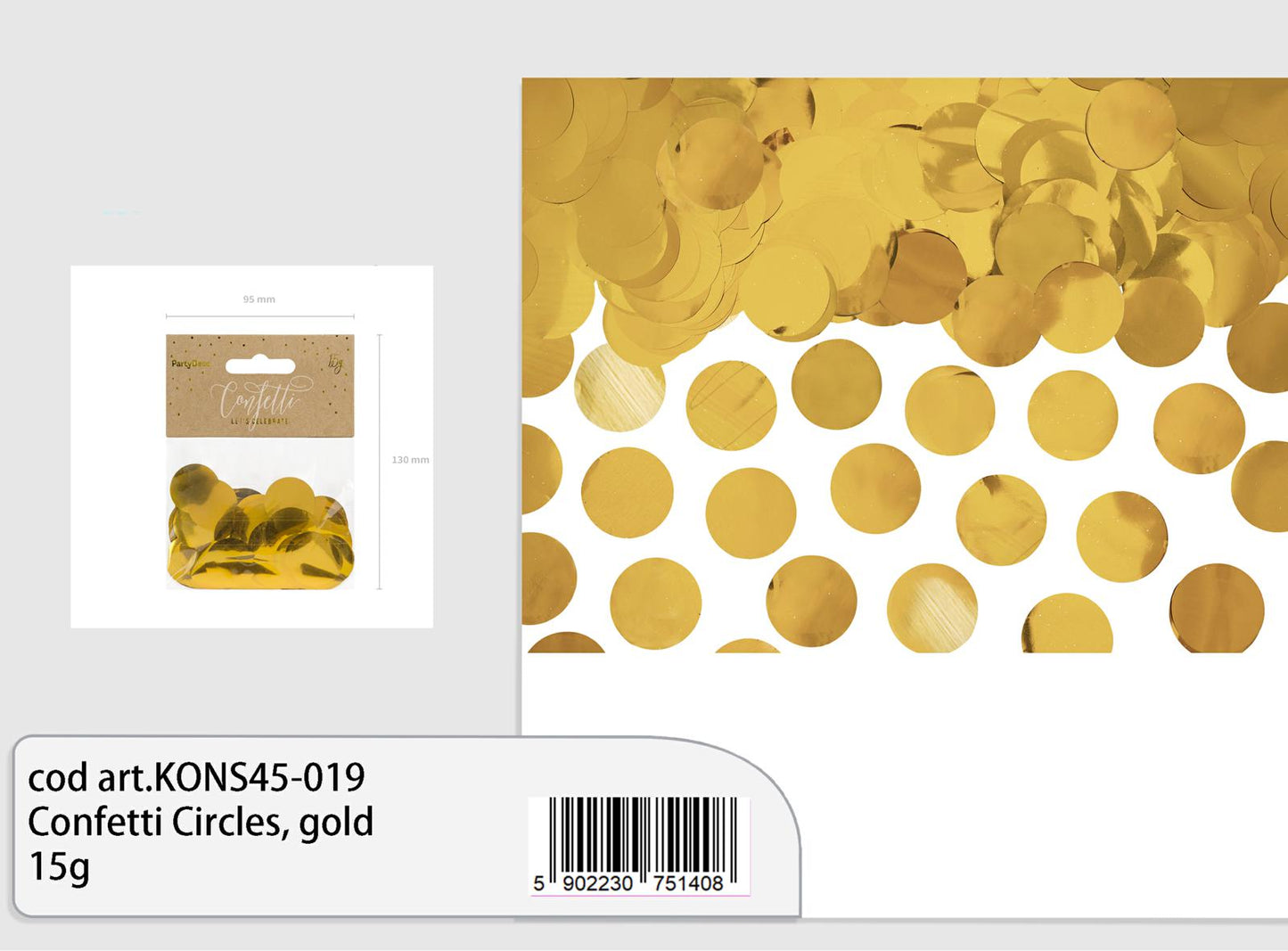 Coriandoli in foil tondi oro metallizzato 15gr