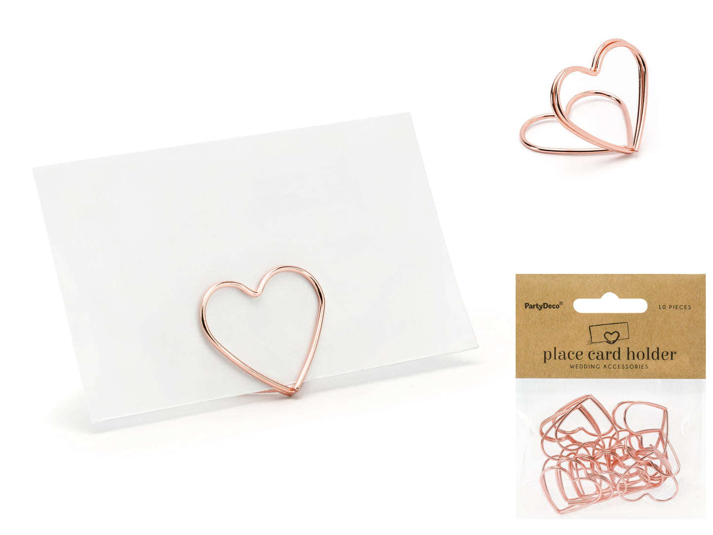 Place card holders Hearts rose gold 10pcs