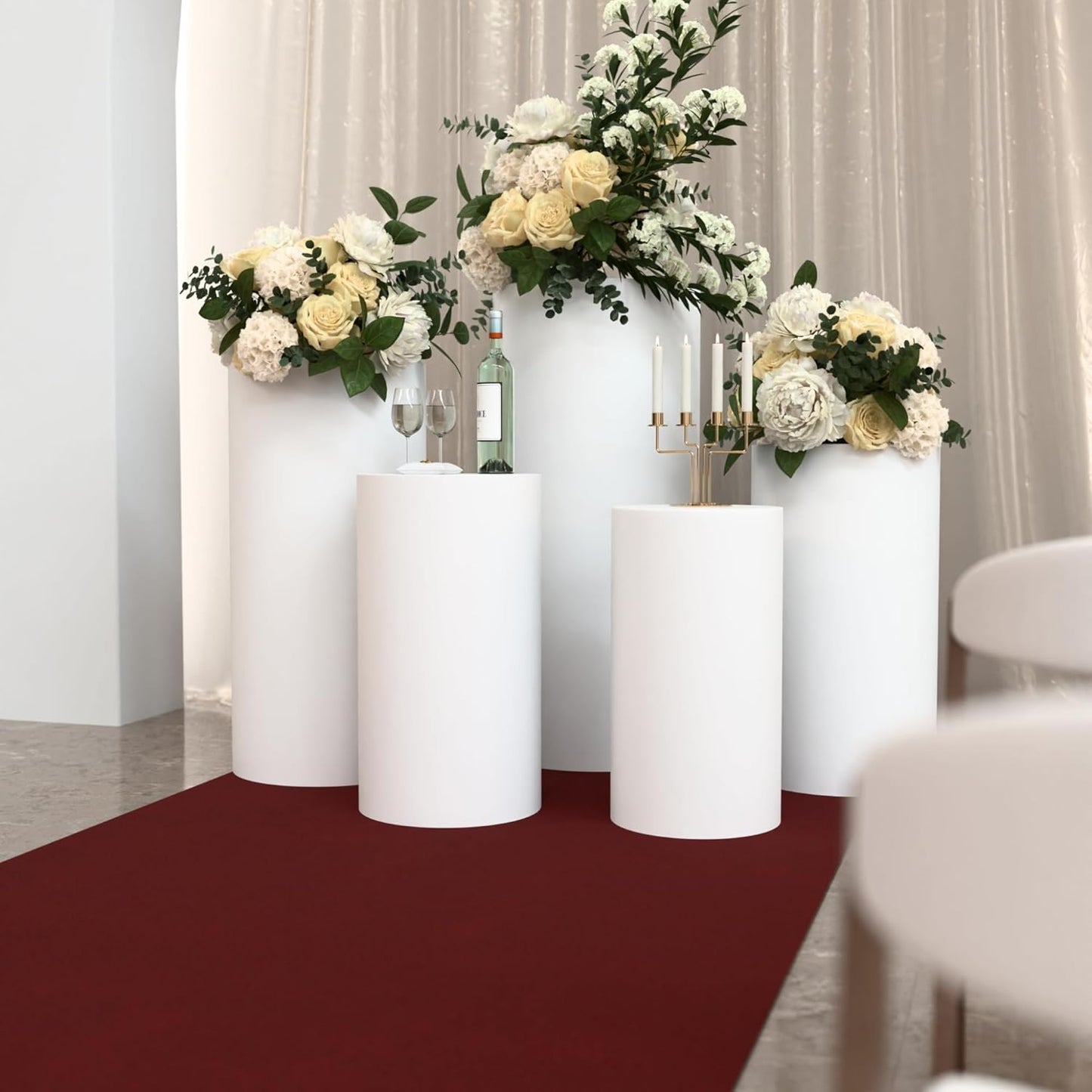 Set 5 cilindri in metallo bianco