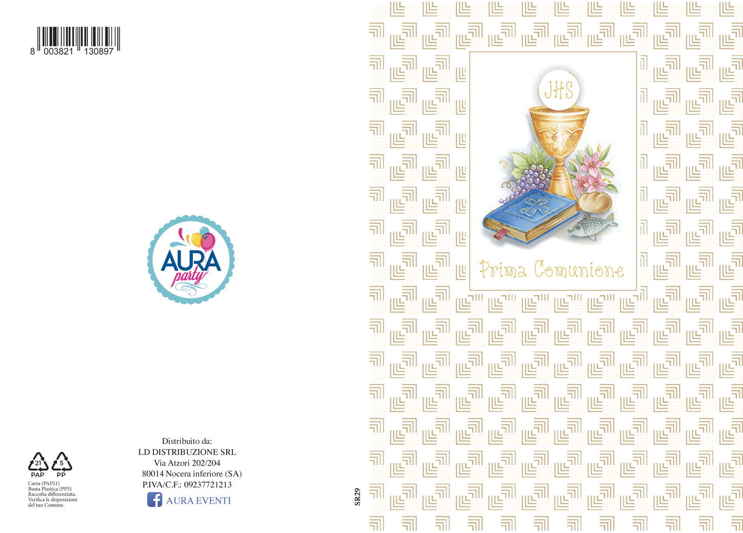 First Communion greeting card with chalice