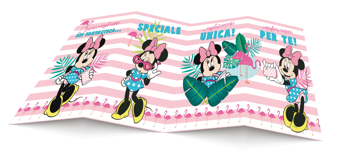 biglietto Disney Minnie fisarmonica con glitter