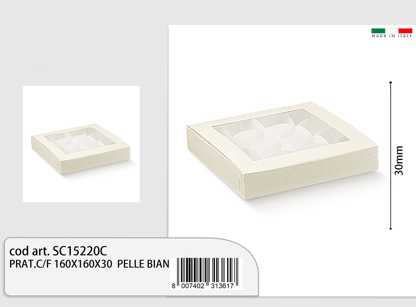 prat.c/f 160x160x30 pelle bianco