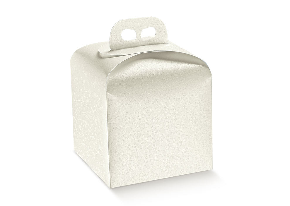 scatola per panettone 200x200x180 sfere bian