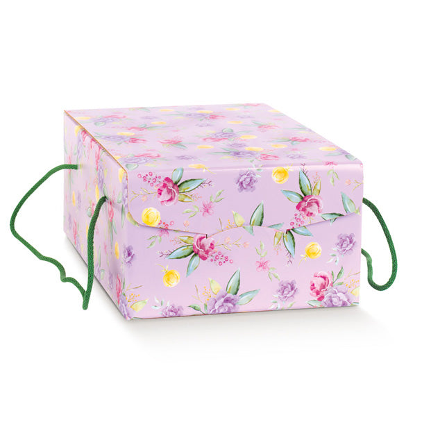 Scatola con manici in corda 33,5x23,5x14cm flowers