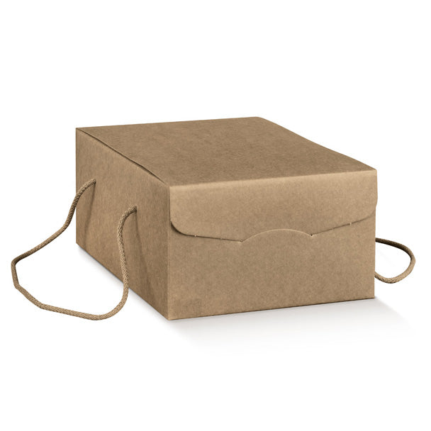 Scatola con manici in corda 33,5x23,5x14cm avana