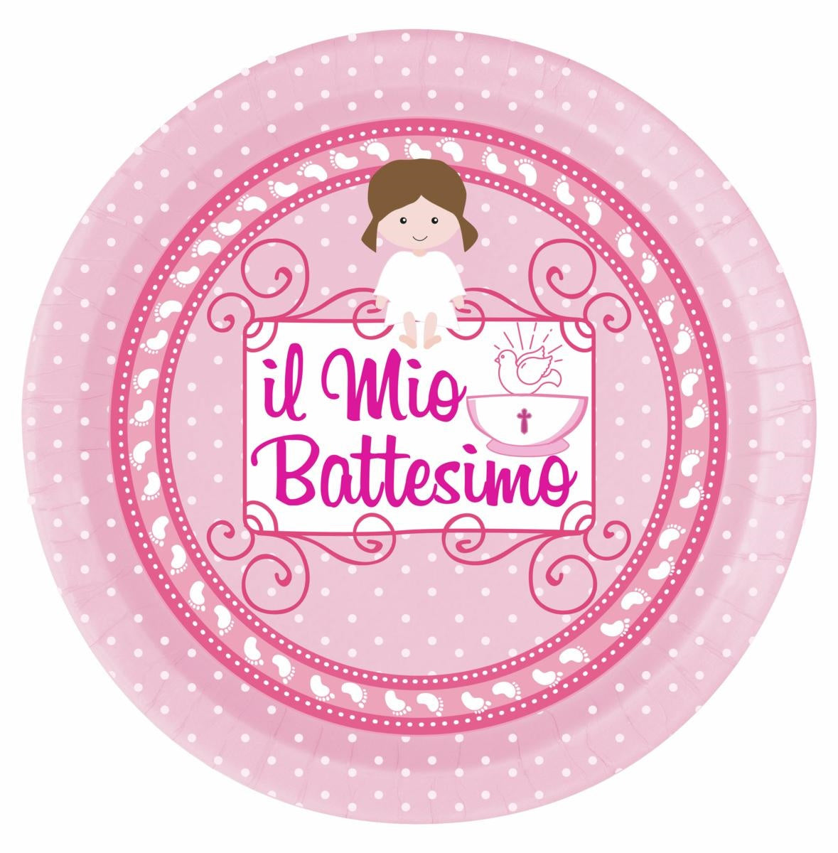 il mio battesimo rosa 8 piatti 18cm