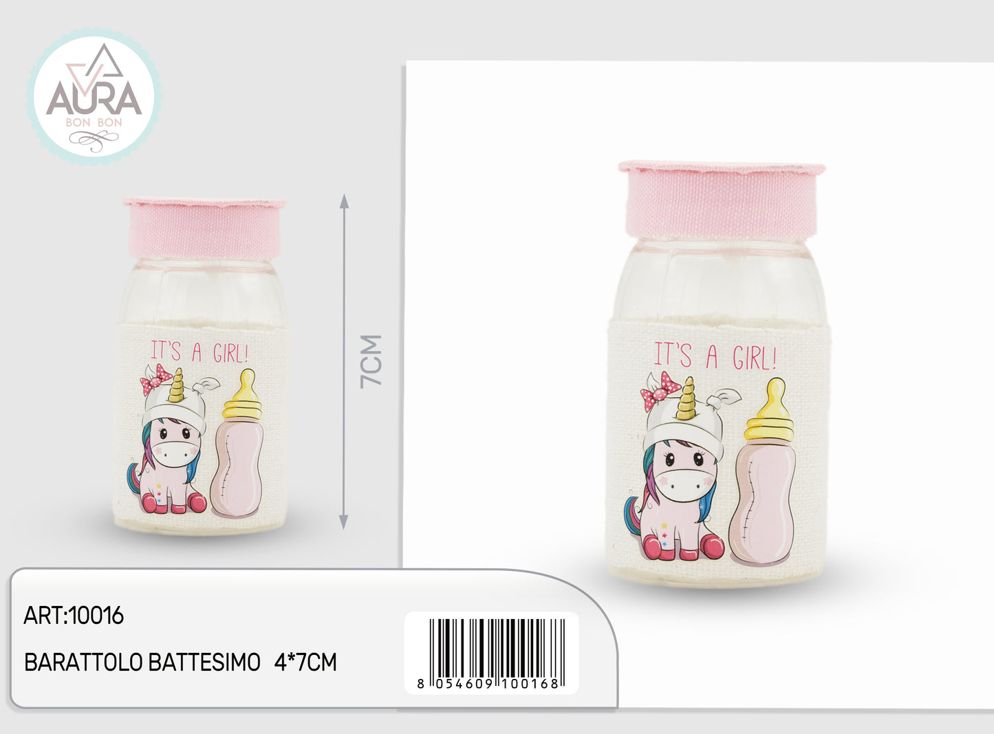barattolo battesimo 4x7cm rosa