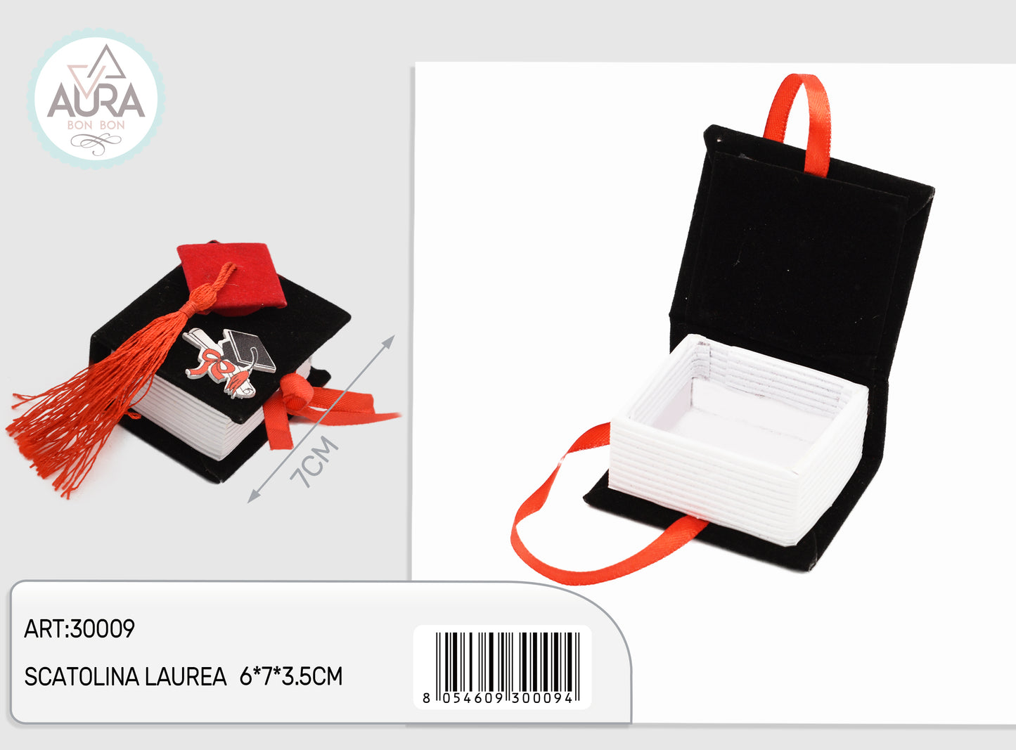 scatolina laurea 6x7x3,5cm nero