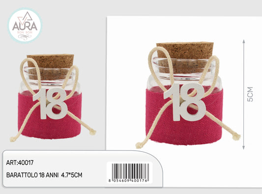 barattolo in vetro 18 anni 4,7x5cm fucsia
