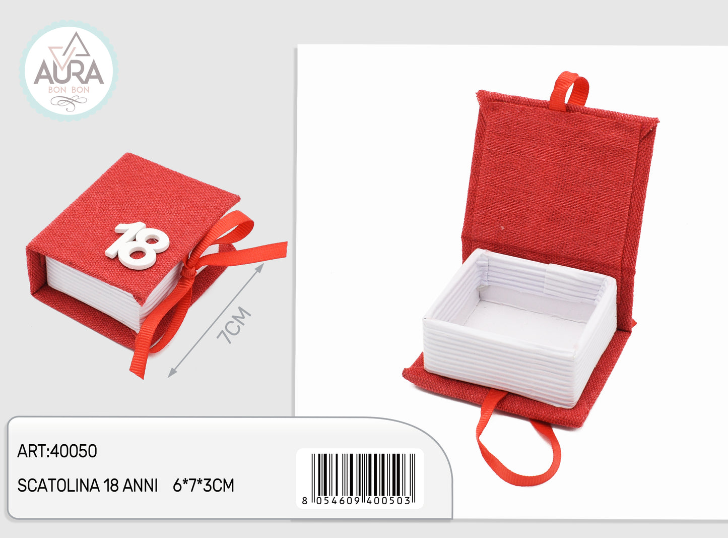 scatolina 18 anni 6x7x3cm rosso