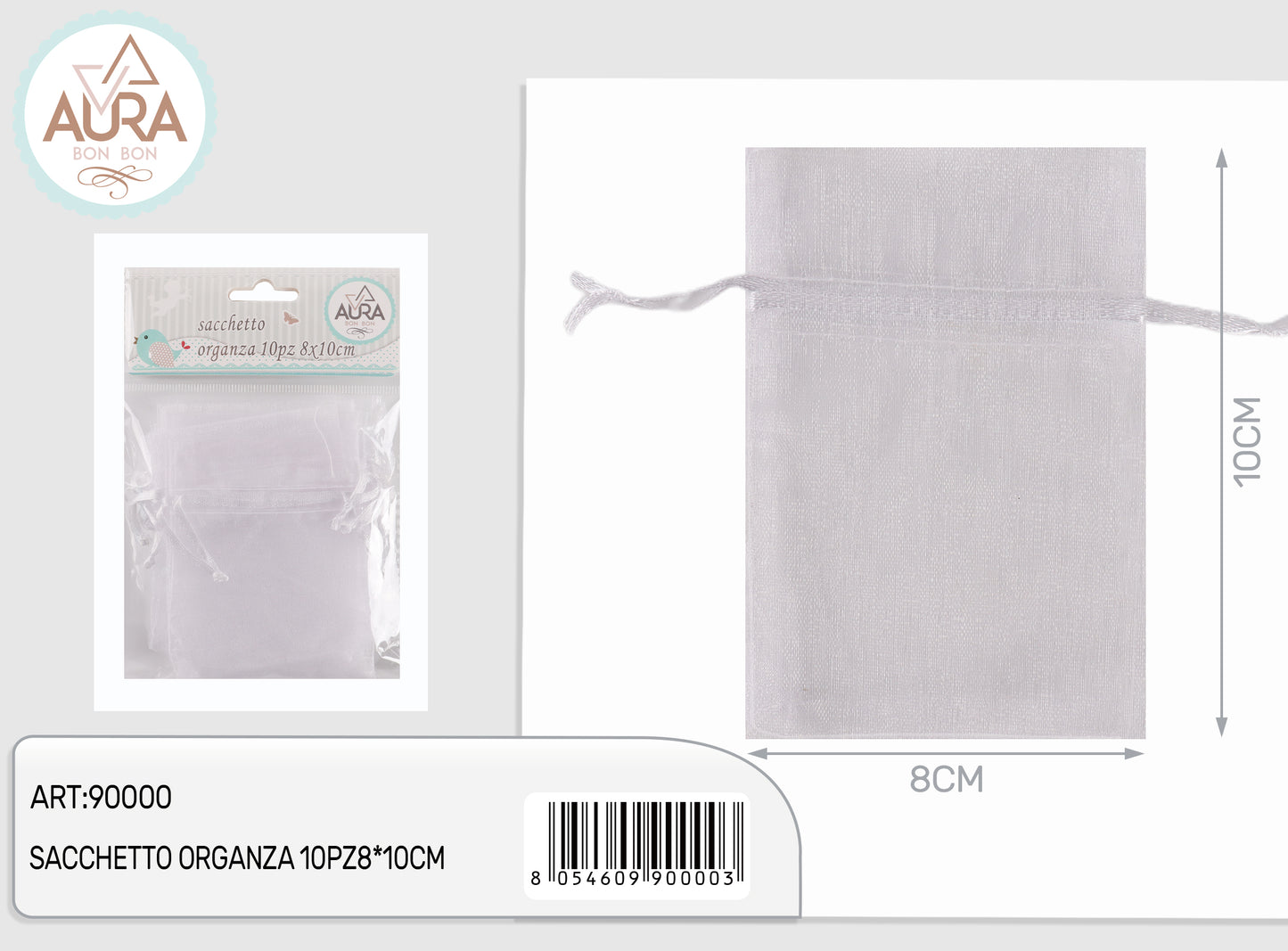 sacchetto tulle 10pz 8x10cm bianco