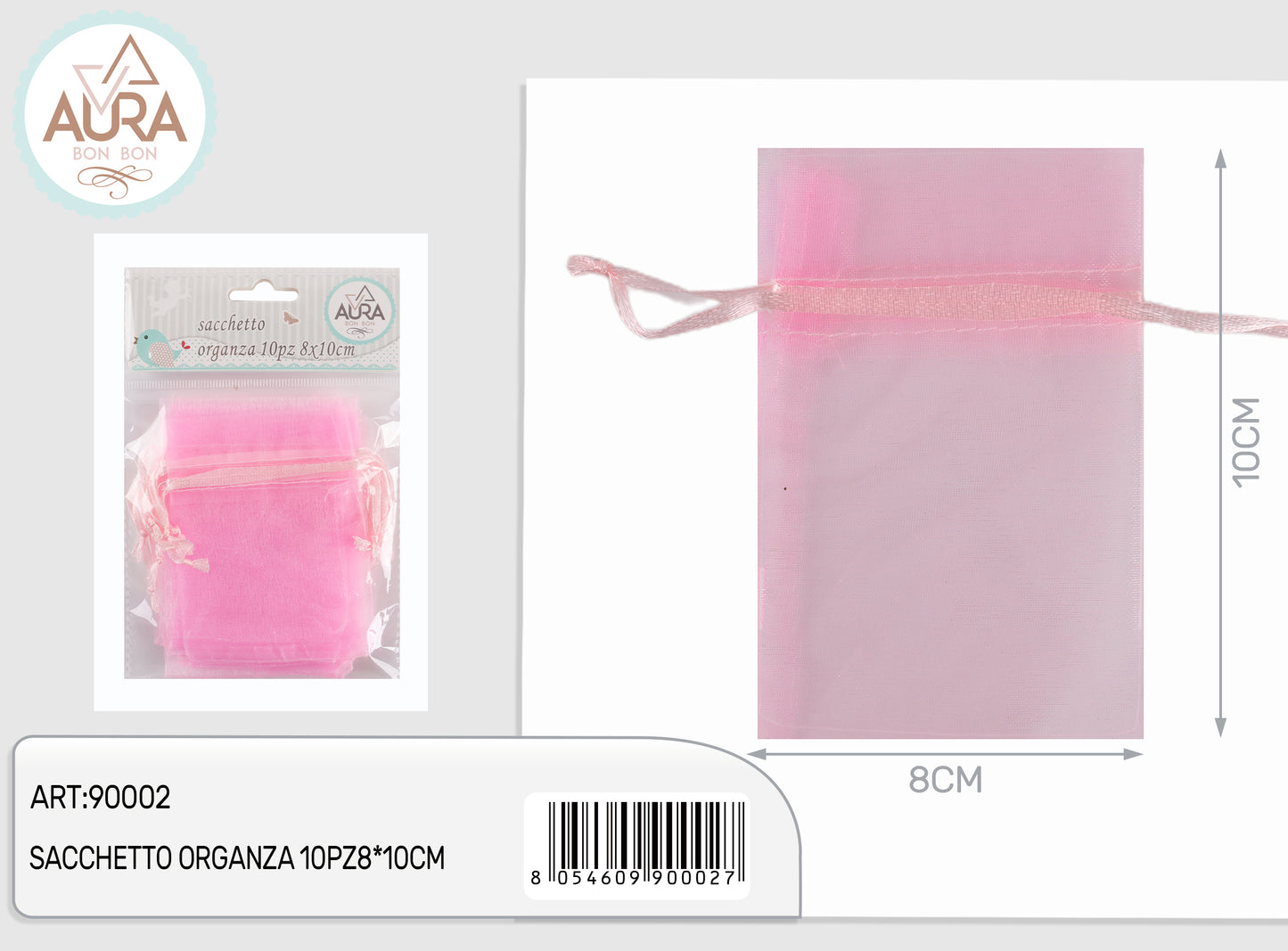 sacchetto tulle 10pz 8x10cm rosa