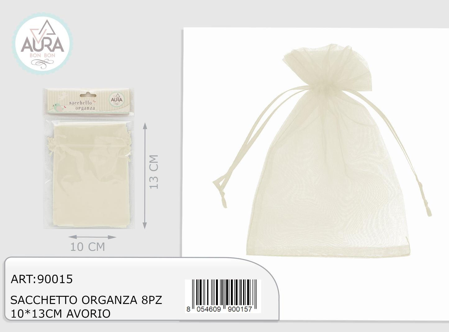 sacchetto tulle 8pz 10x13cm avorio
