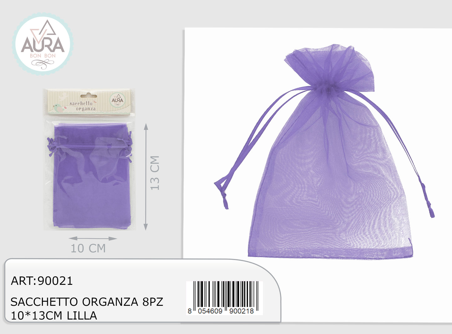 sacchetto tulle 8pz 10x13cm lilla