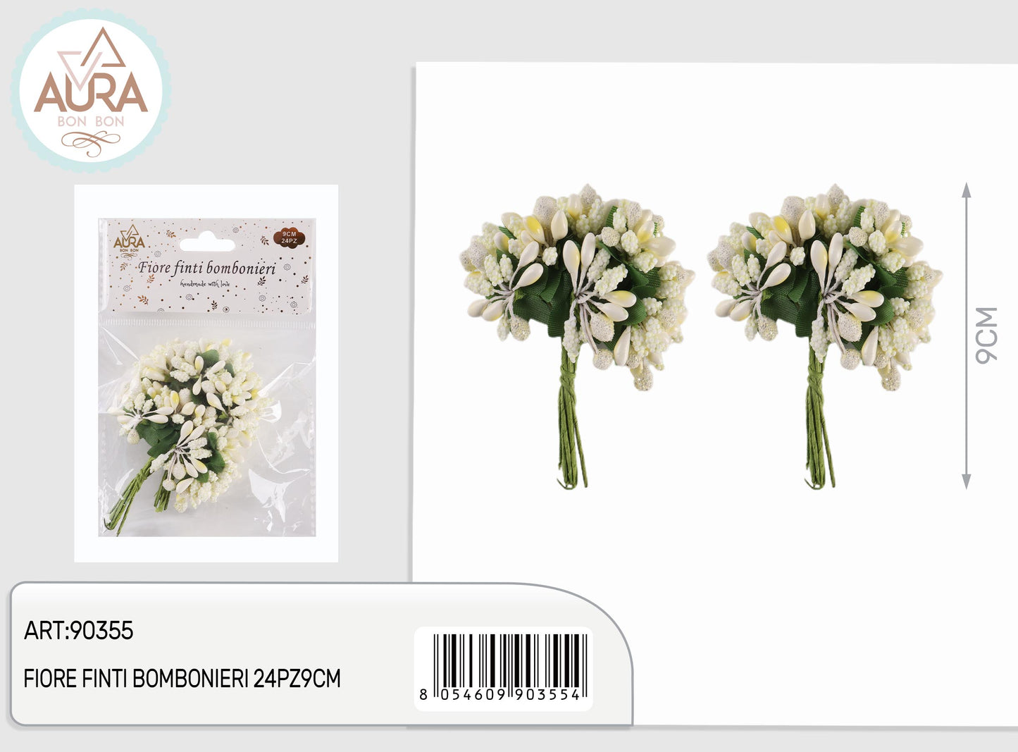 Fiori artificiali per bomboniere avorio 24pz 9cm