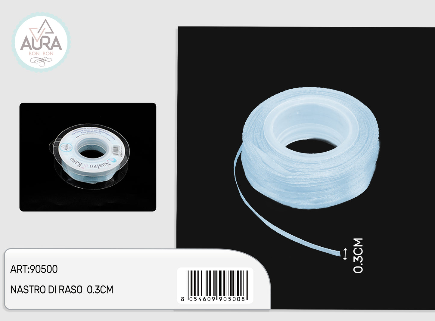 nastro di raso 0,3cmx50y azzurro