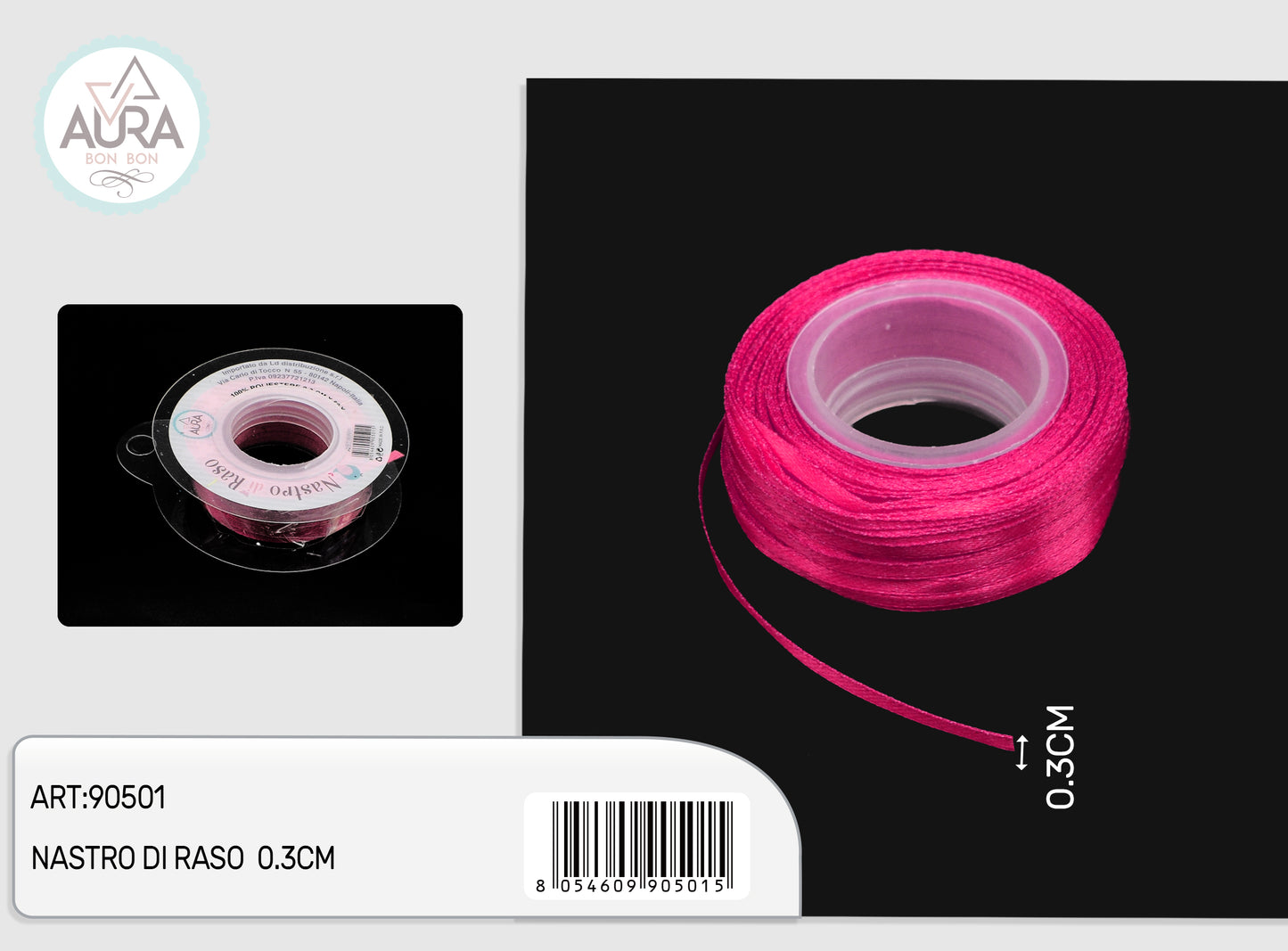 nastro di raso 0,3cmx50y fuxia