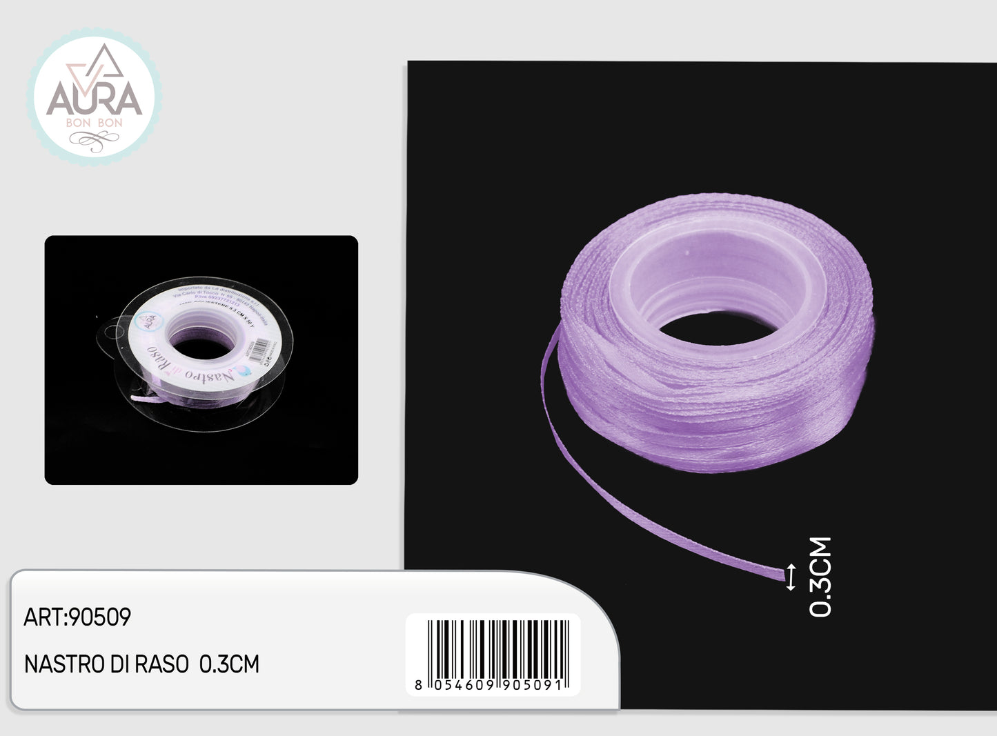 nastro di raso 0,3cmx50y lilla