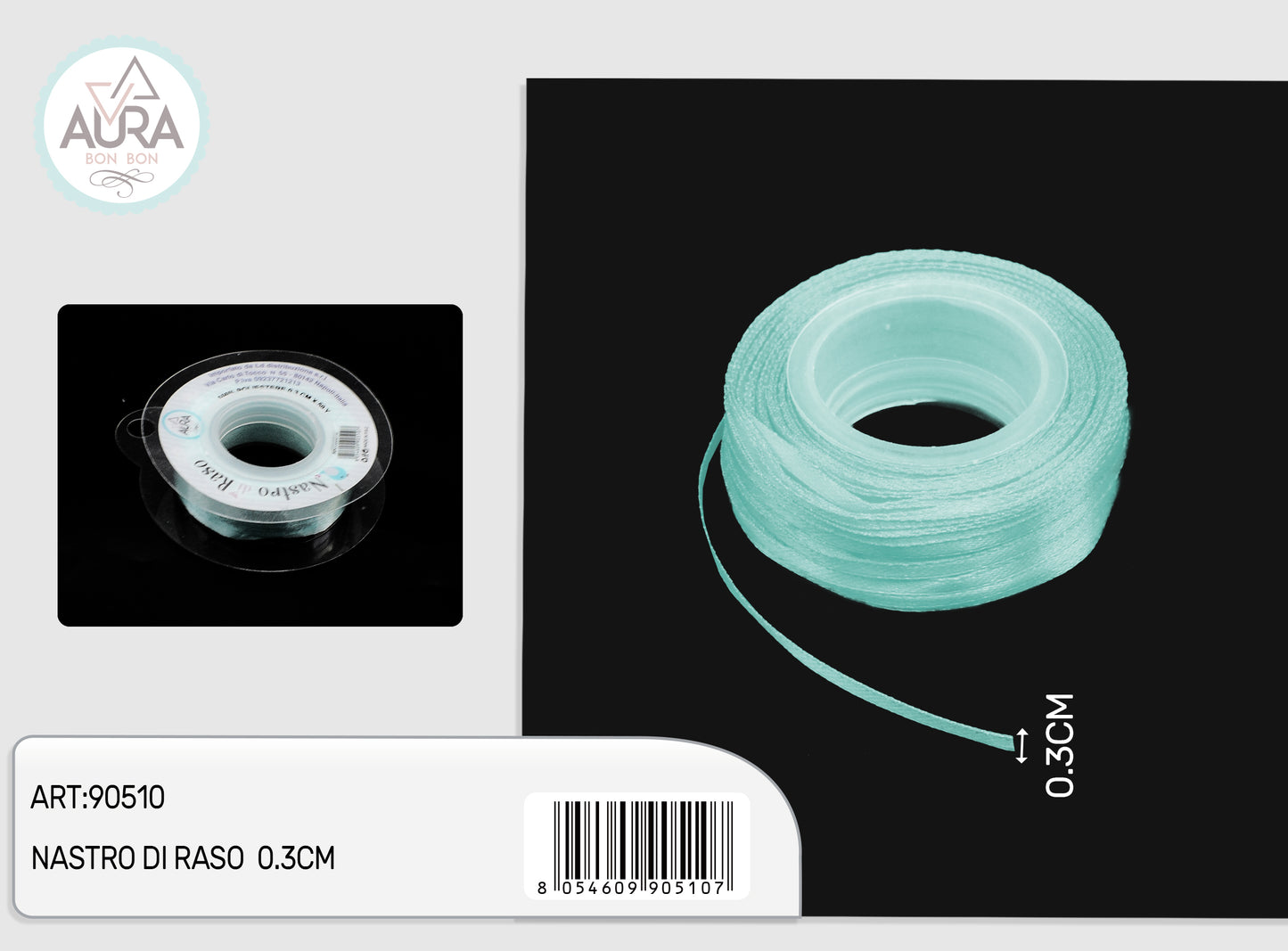 nastro di raso 0,3cmx50y tiffany