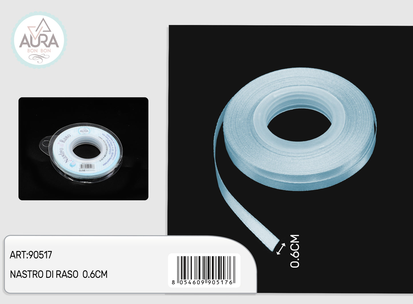 nastro di raso 0,6cmx25y azzurro