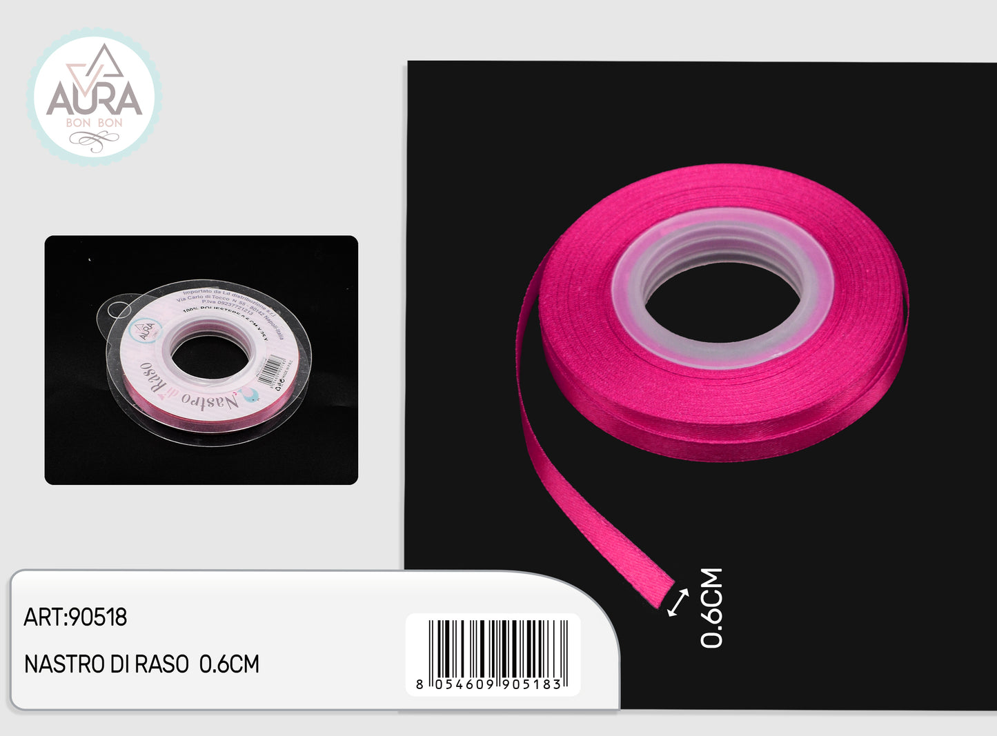 nastro di raso 0,6cmx25y fuxia