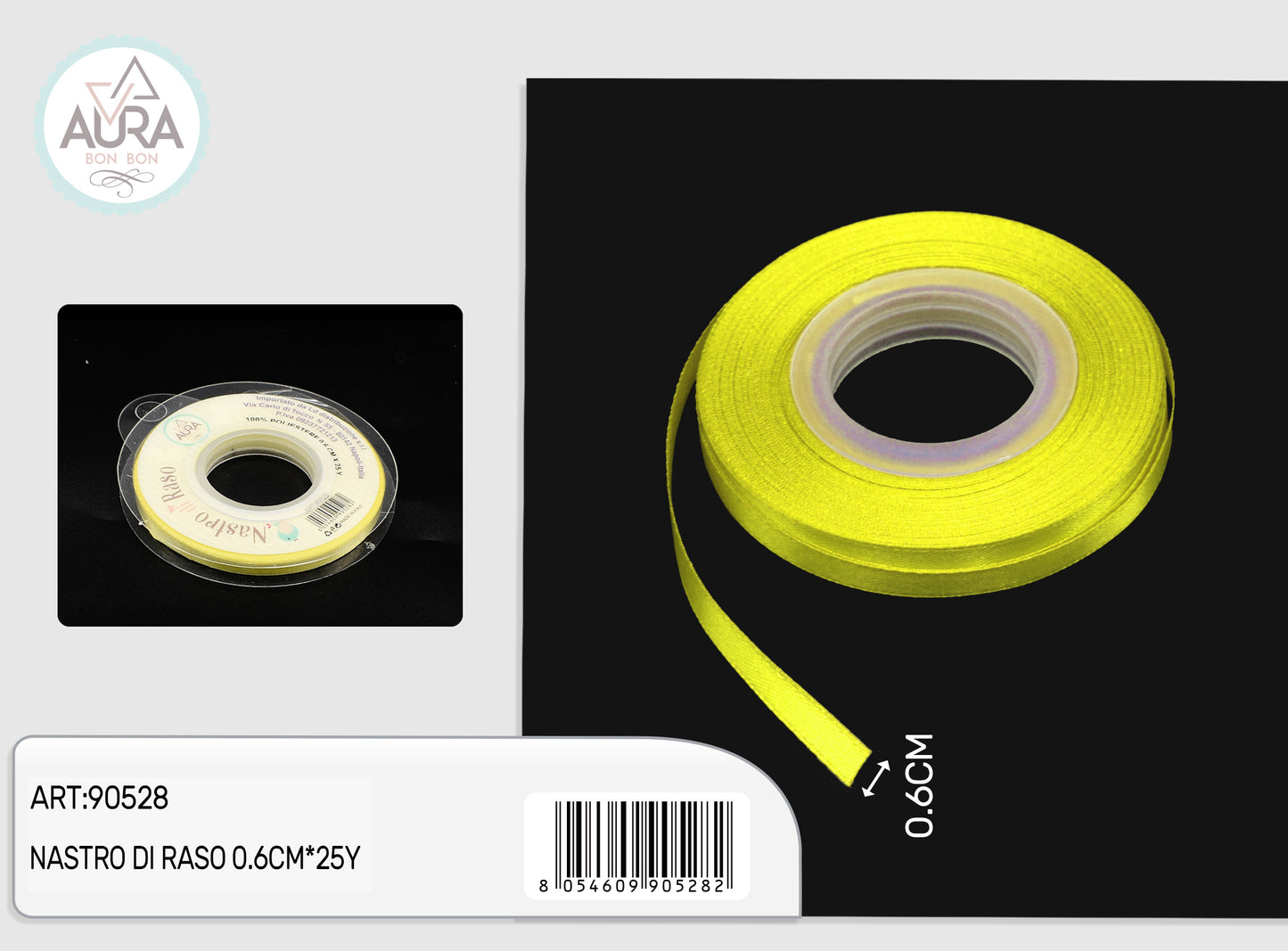 nastro di raso 0,6cmx25y giallo