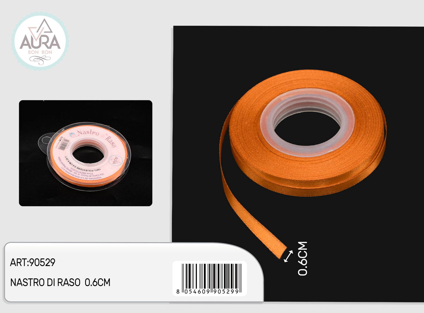 nastro di raso 0,6cmx25y arancio