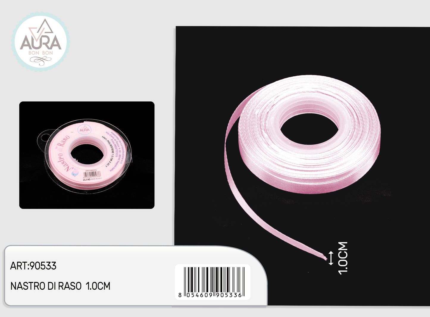 nastro di raso 1cmx25y rosa