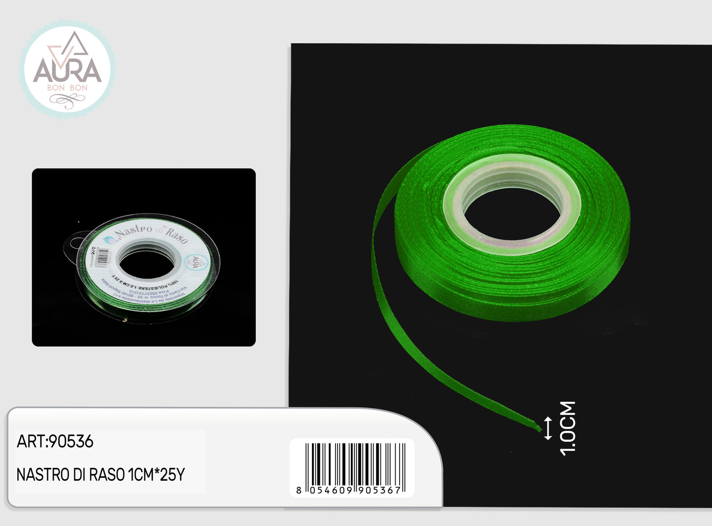 nastro di raso 1cmx25y verde scuro