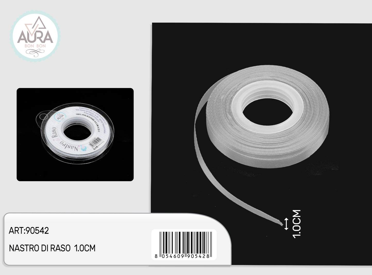 nastro di raso 1cmx25y grigio