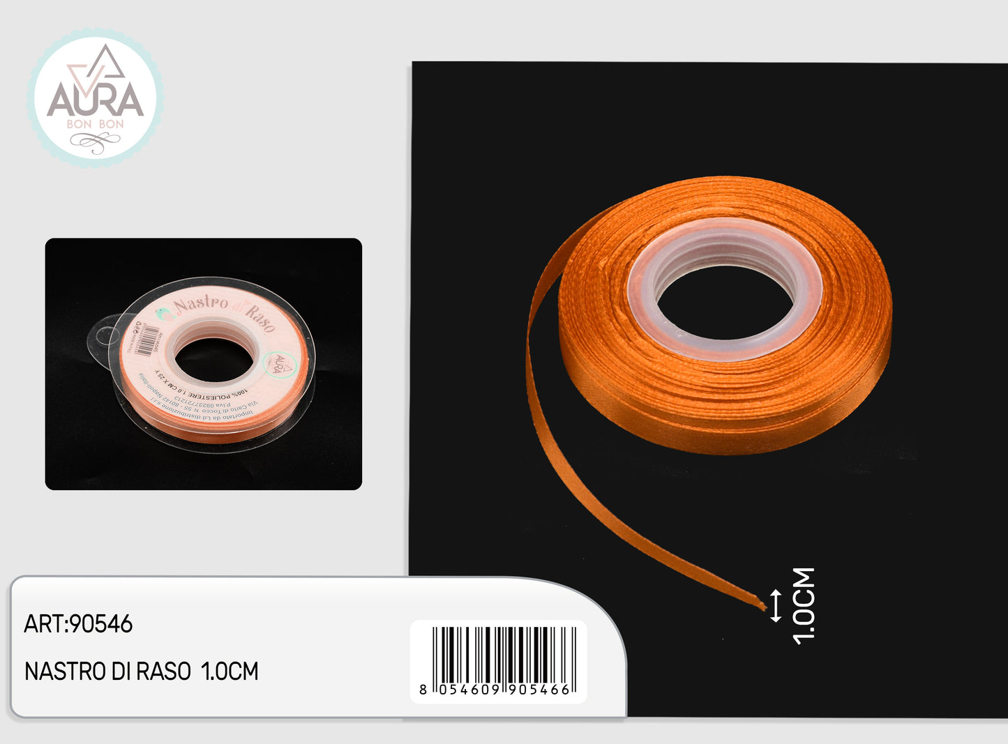 nastro di raso 1cmx25y arancio