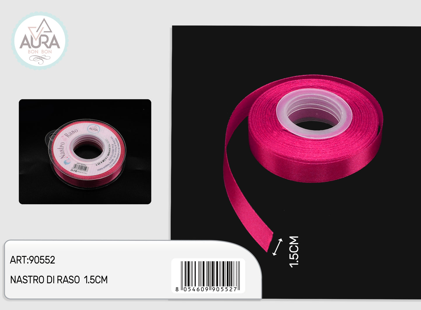 nastro di raso 1,5cmx25y fuxia