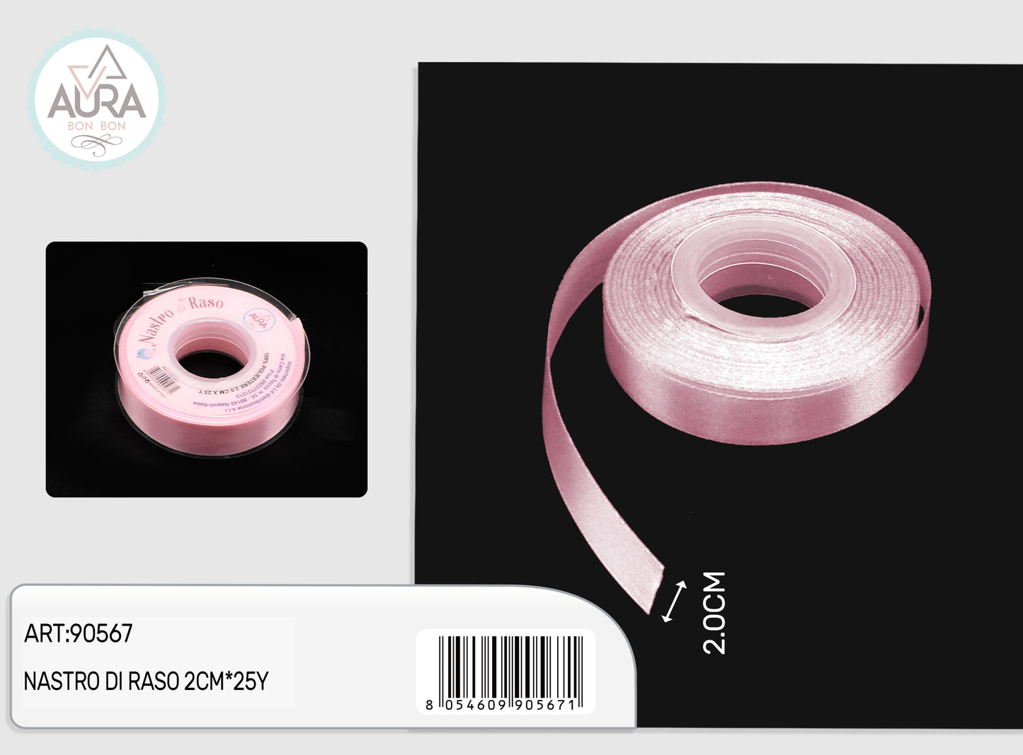 nastro di raso 2,0cmx25y rosa