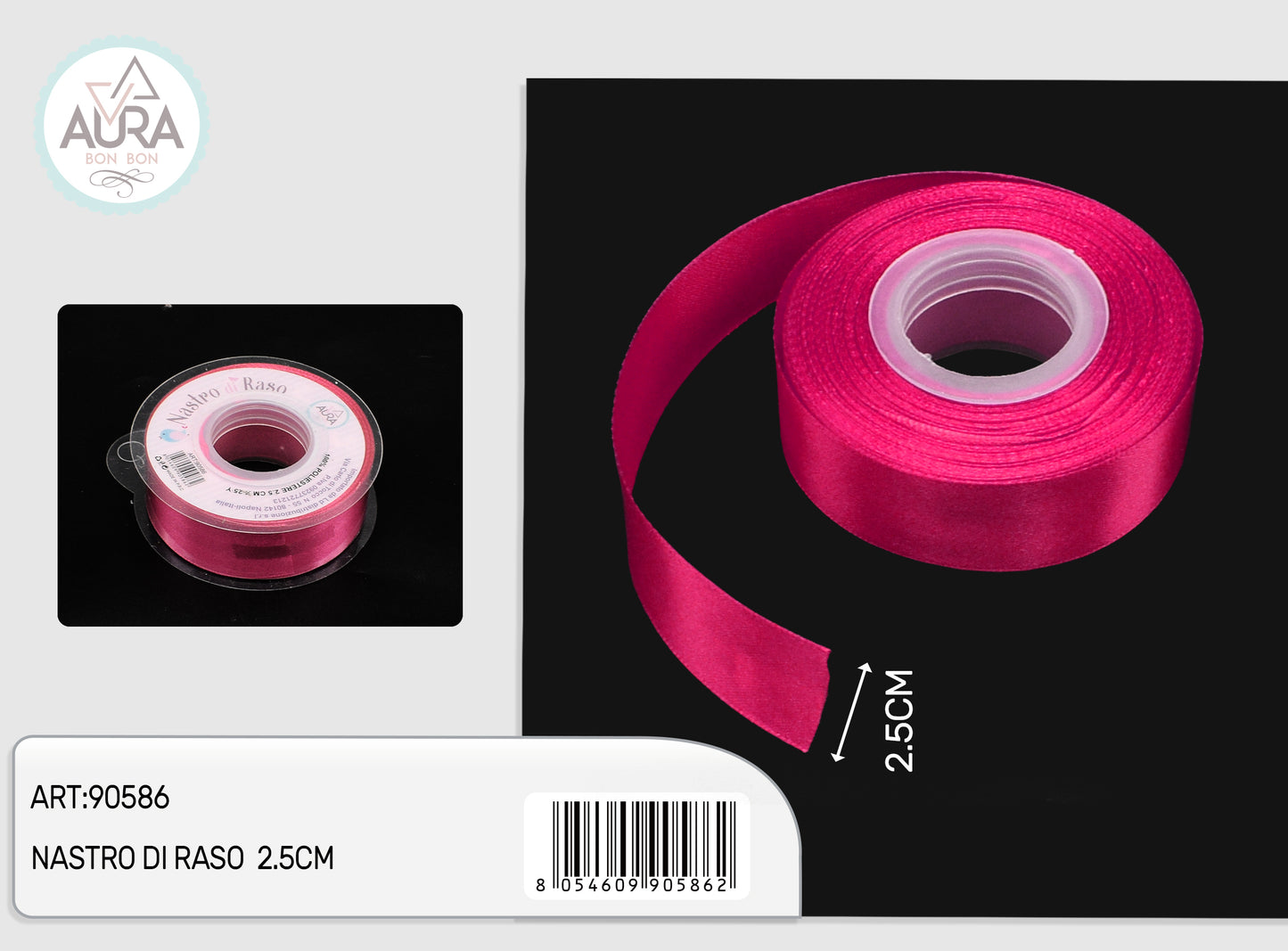 nastro di raso 2,5cmx25y fuxia