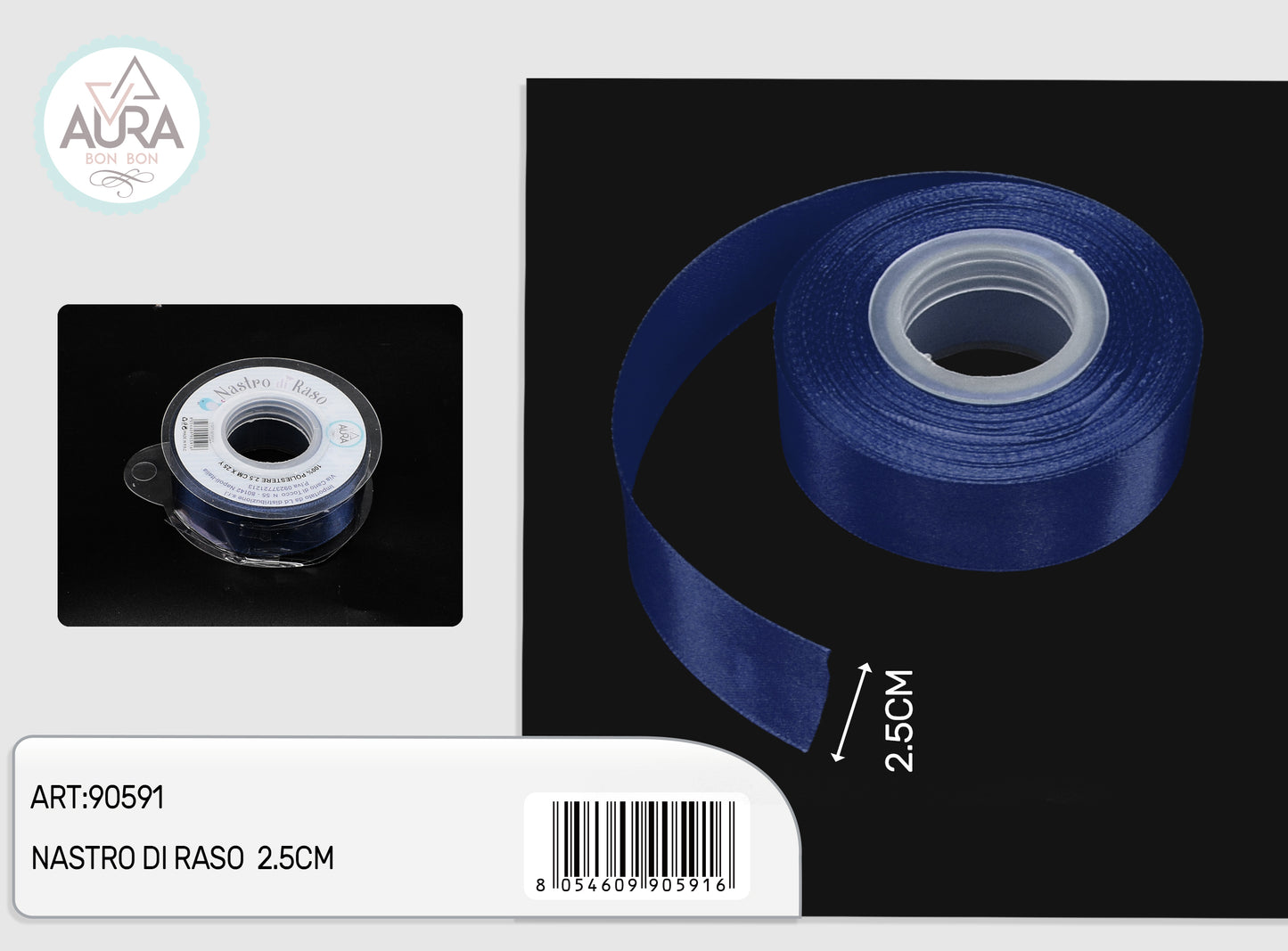 nastro di raso 2,5cmx25y blu