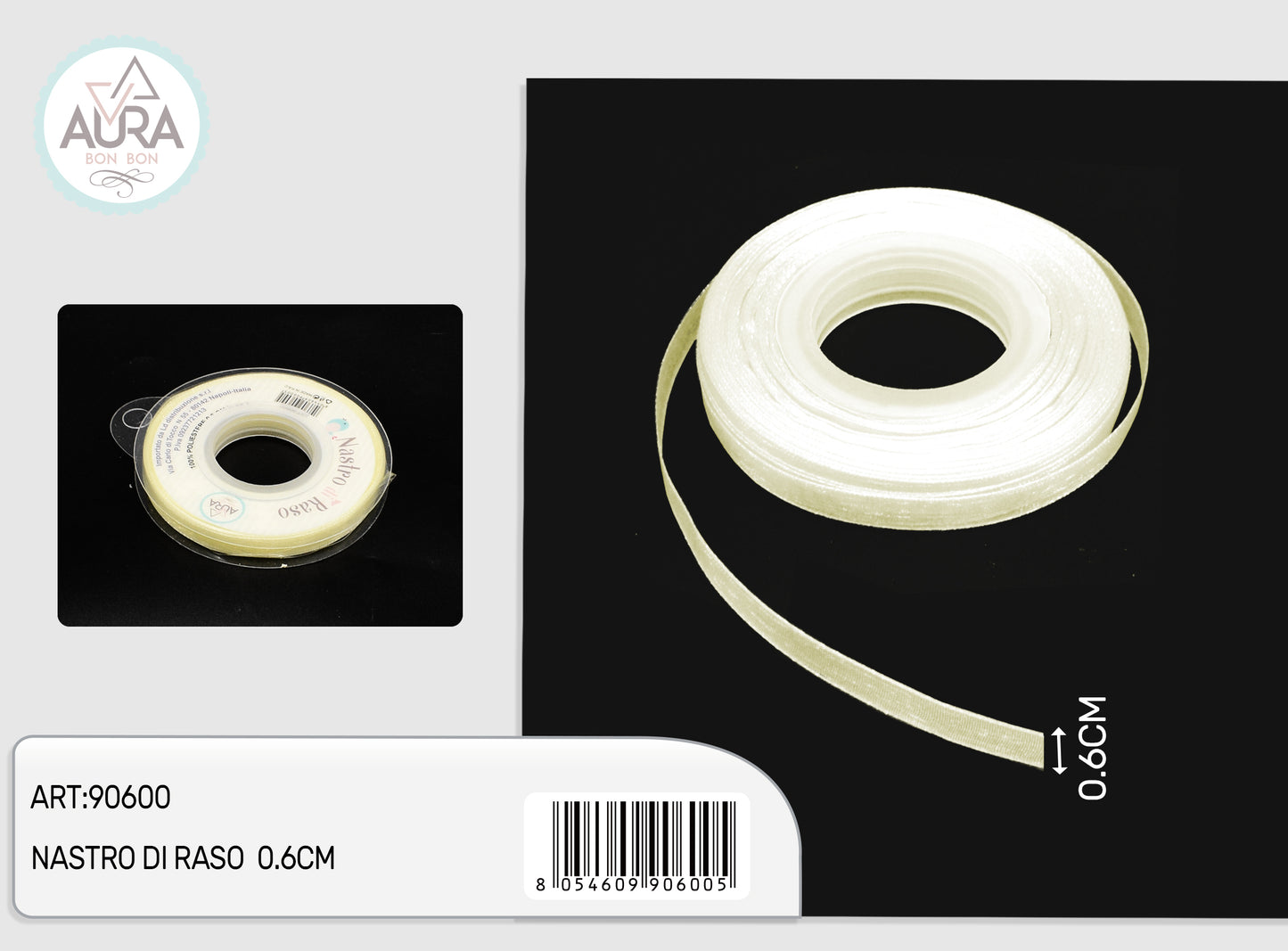 nastro organza 0,6cmx25y avorio