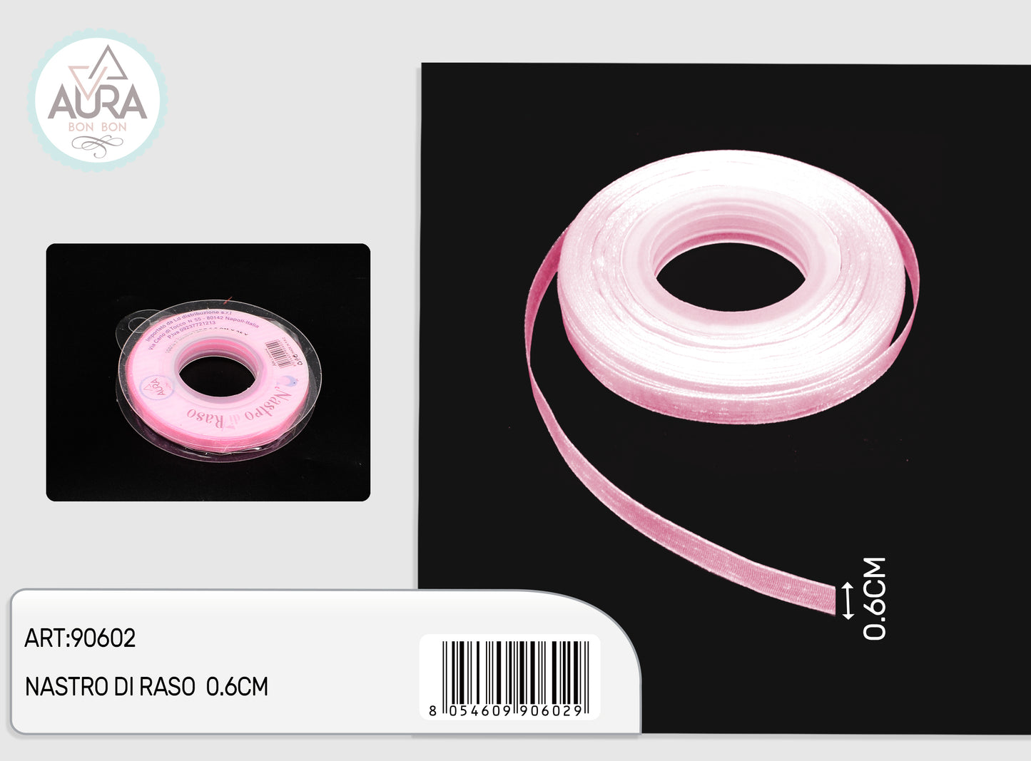 nastro organza 0,6cmx25y rosa