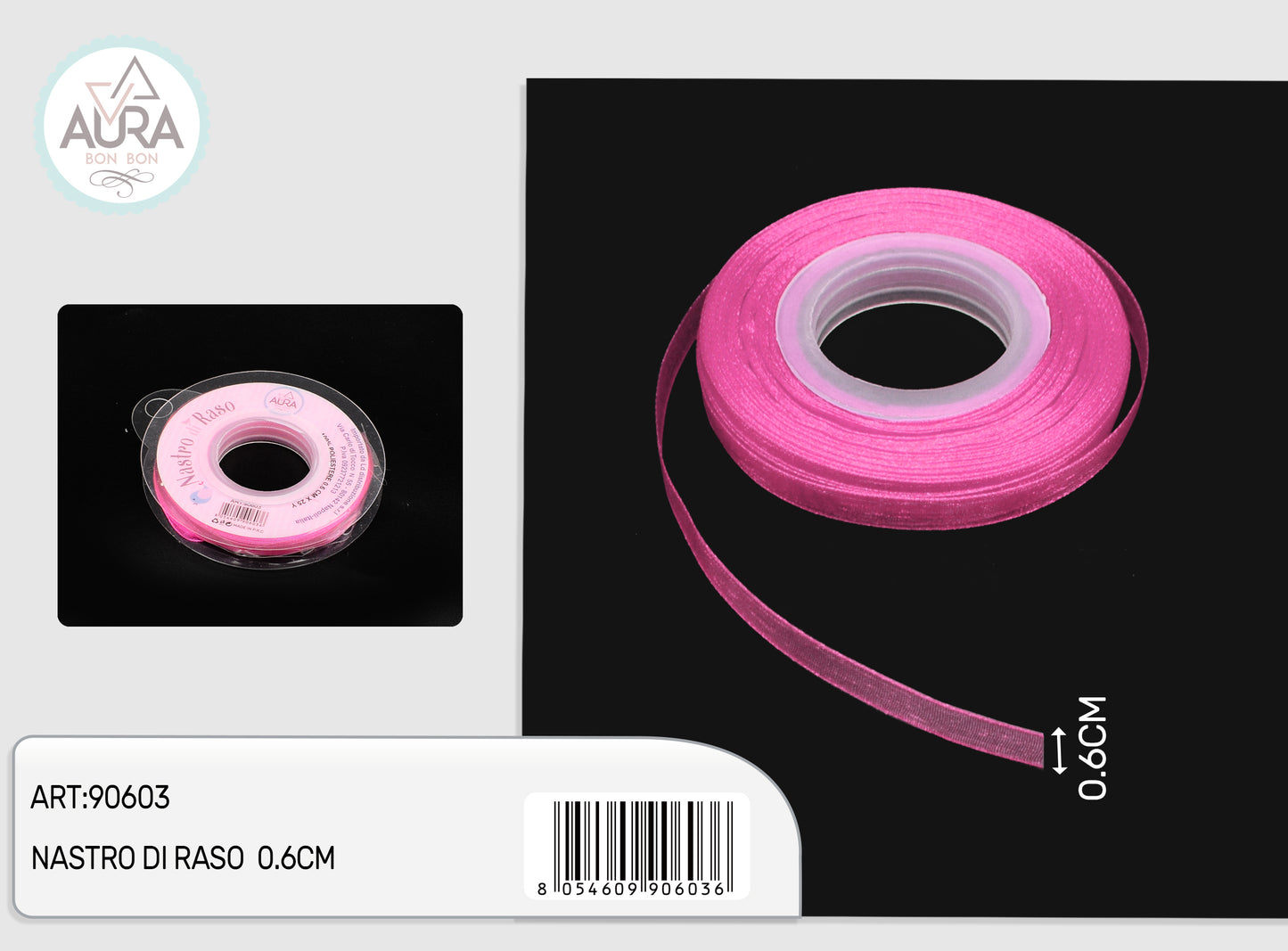 nastro organza 0,6cmx25y fuxia