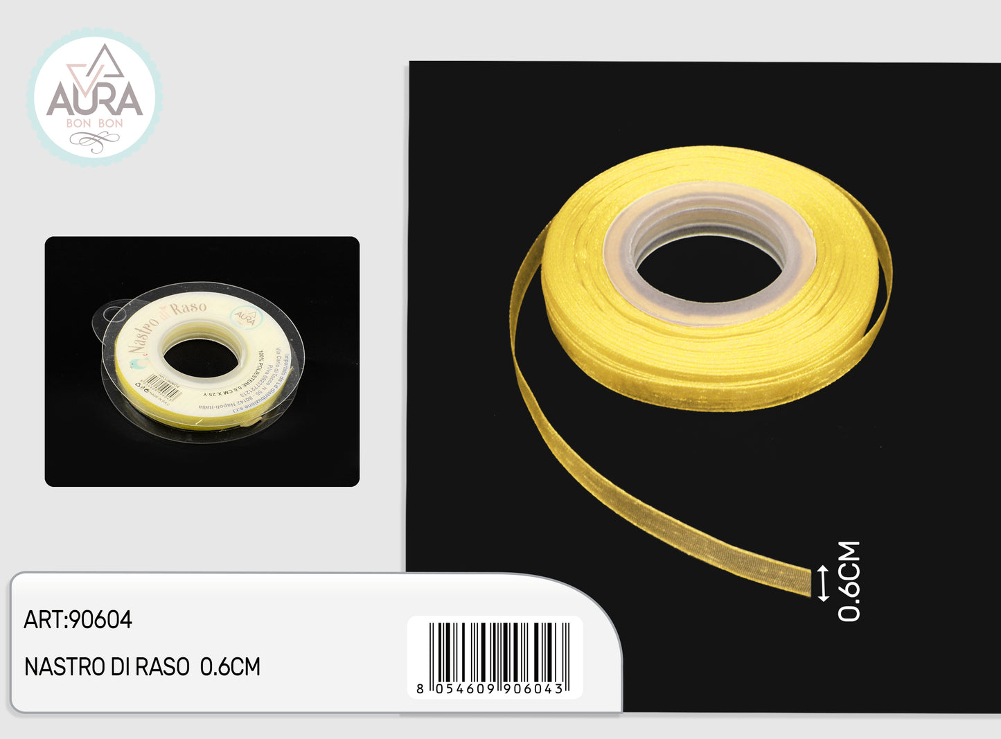 nastro organza 0,6cmx25y giallo