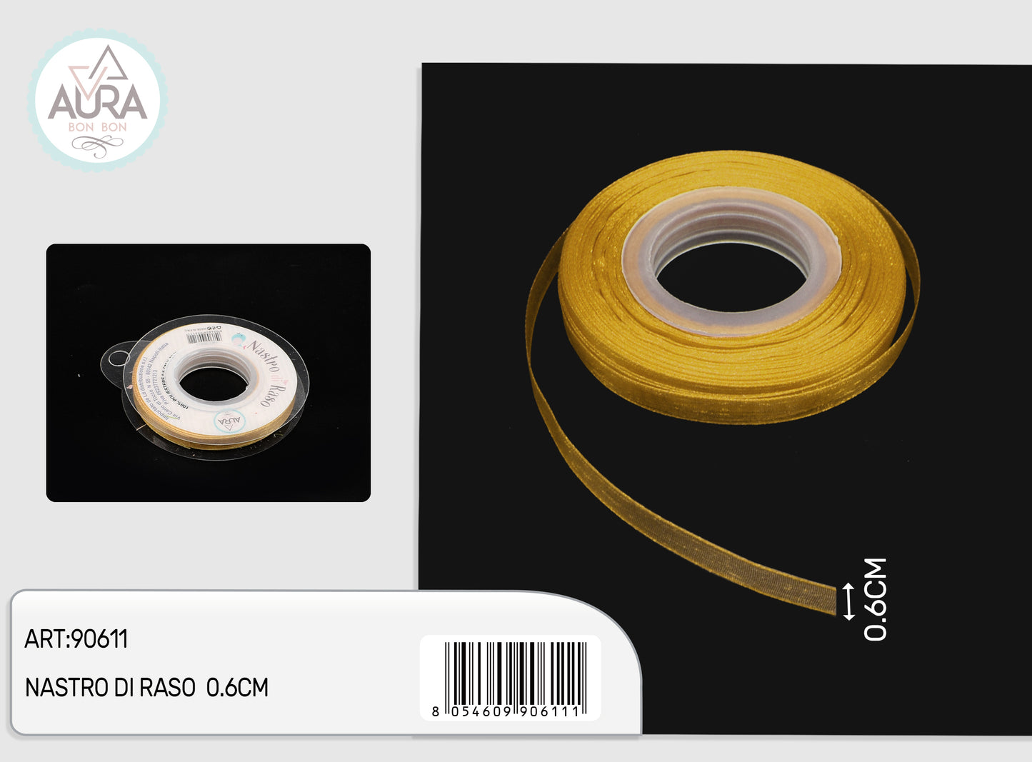 nastro organza 0,6cmx25y marrone