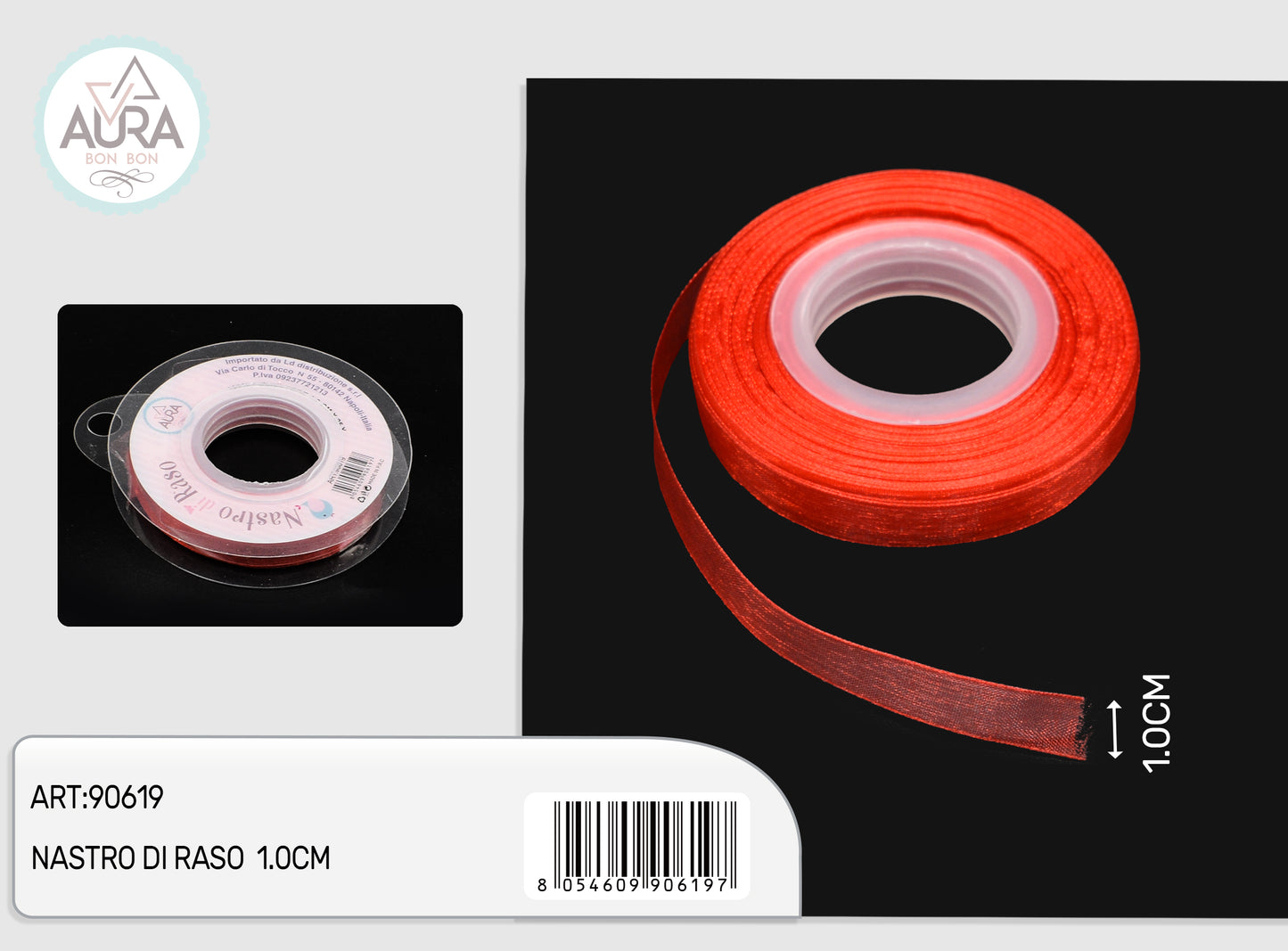 nastro organza 1cmx25y rosso