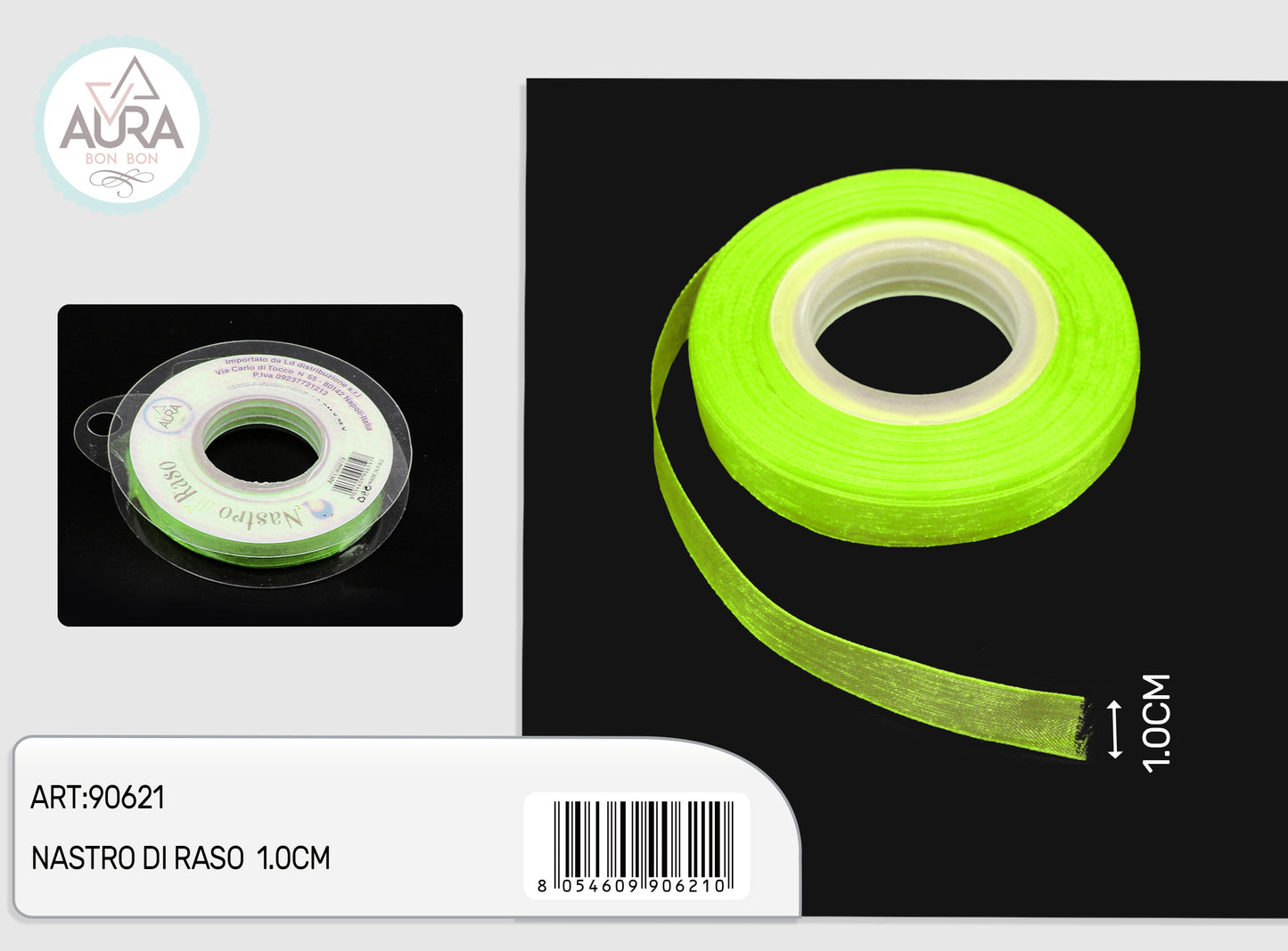 nastro organza 1cmx25y verde chiaro