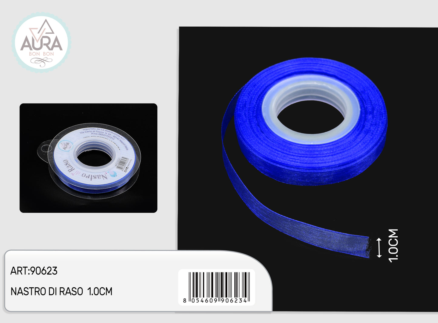 nastro organza 1cmx25y blu