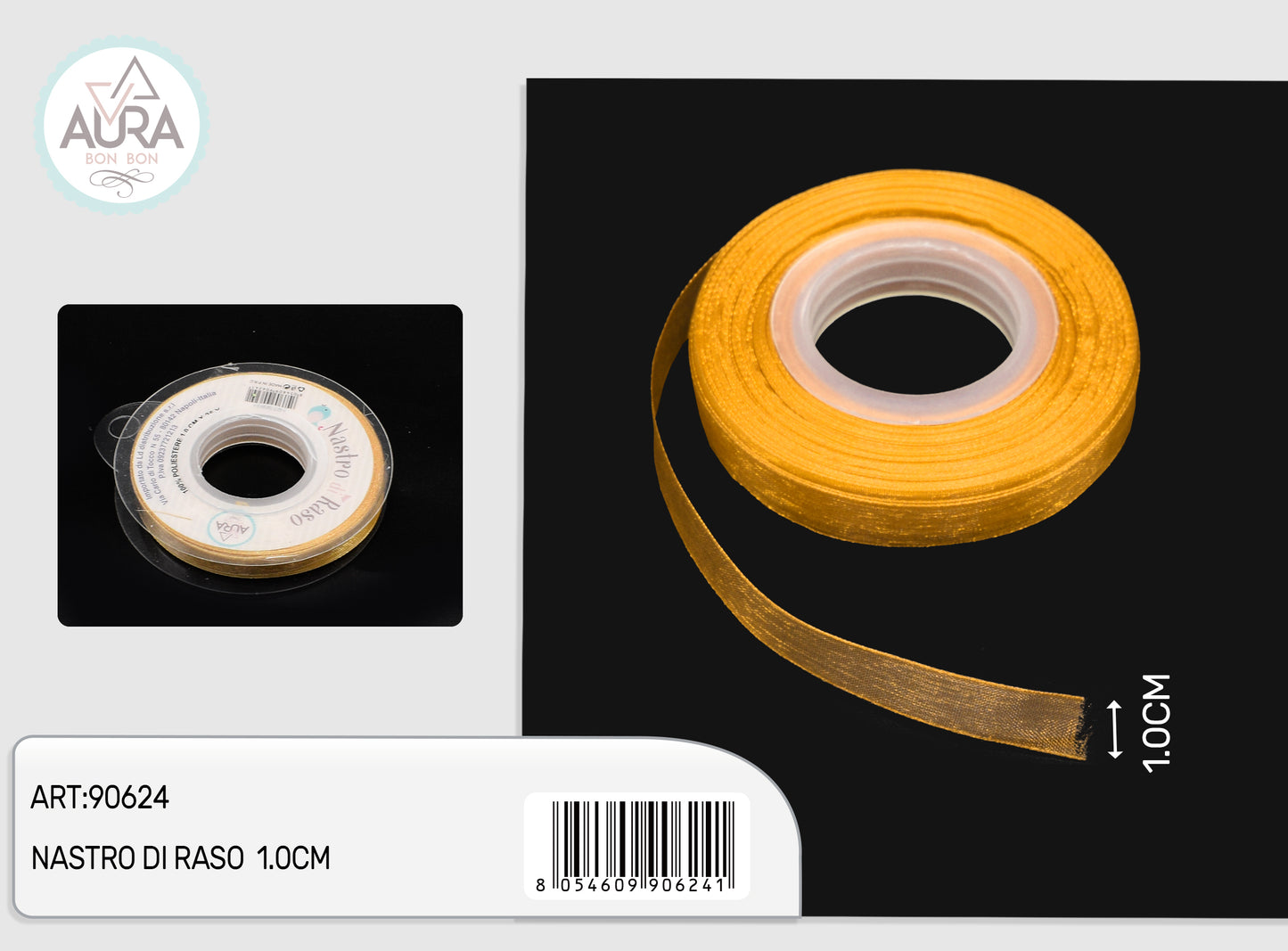 nastro organza 1cmx25y marrone